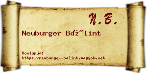 Neuburger Bálint névjegykártya